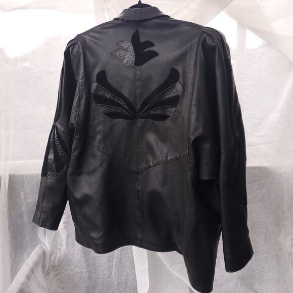 Wing-embroidered Leather Jacket - Picture 1 of 10